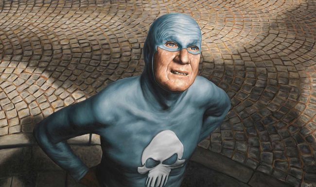 Le musée a invité onze artistes. Mr Garcin est l’un des deux principaux. Il fait des collages à partir d’images de comic books.