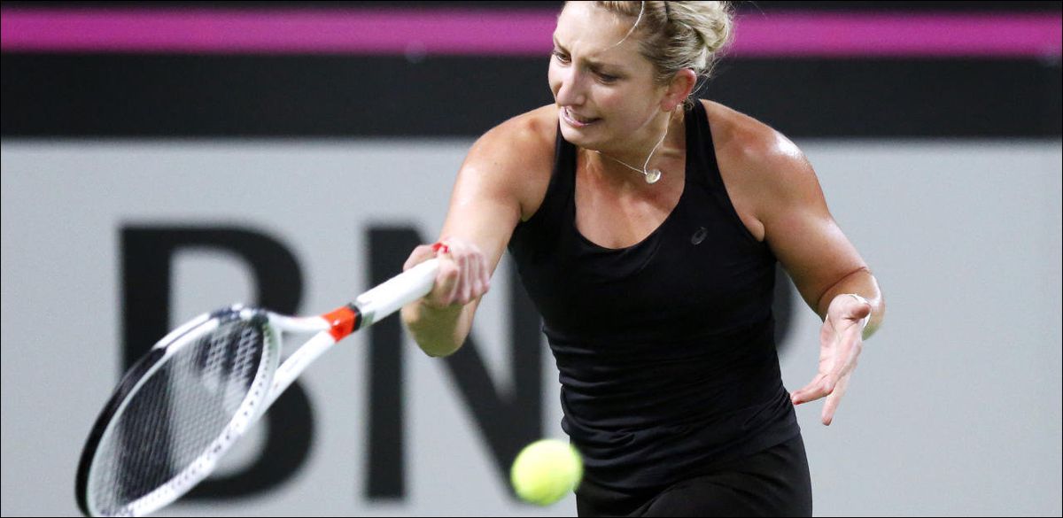 Timea Bacsinszky a tapé dans la balle, mardi à Palexo. 