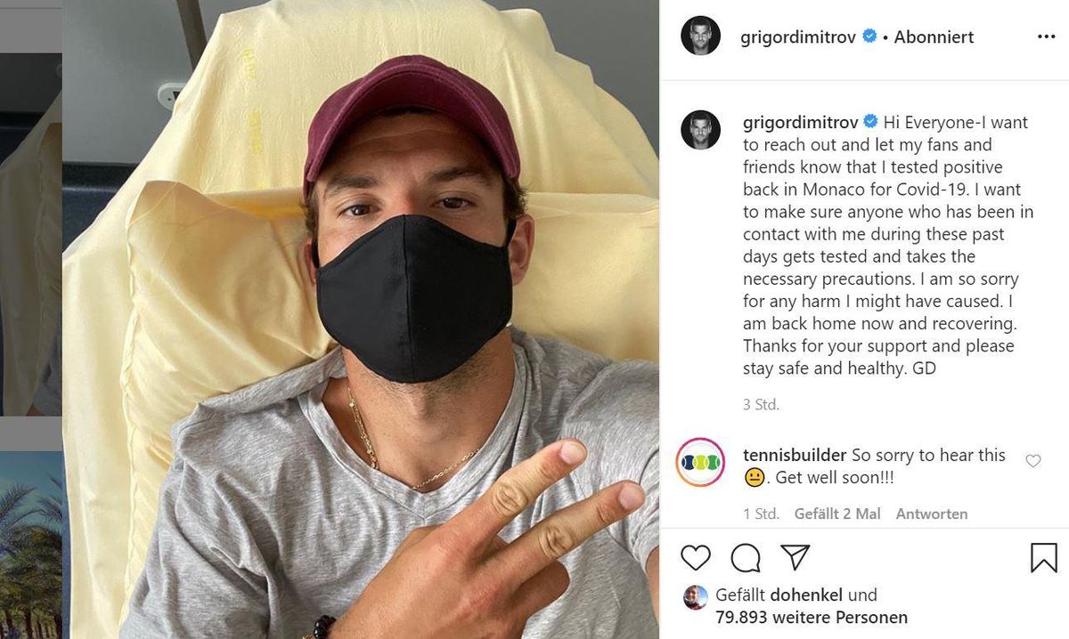 Angesteckt mit dem Coronavirus: Grigor Dimitrov.