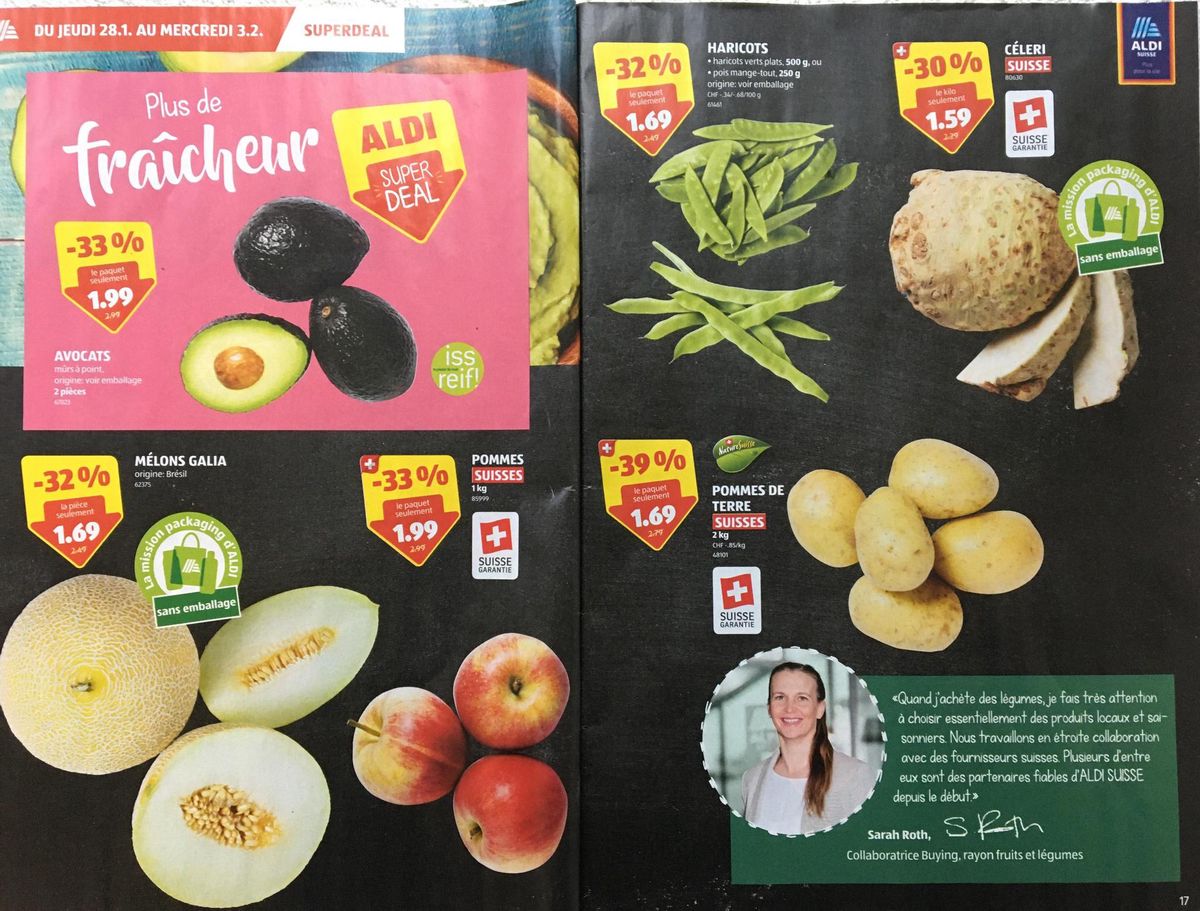 Publicité malheureuse Aldi vante le local de saison et vend des