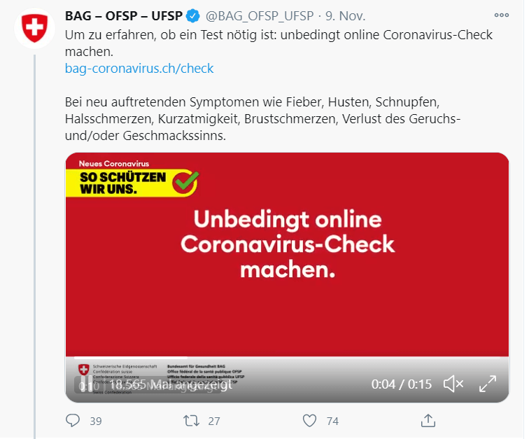 Am Montag wurde die Userin des Accounts «what kind of a world do we live in» vom BAG blockiert. Auslöser war ihre Reaktion auf einen Post des BAG, in dem es auf seinen online Coronavirus-Check aufmerksam machte. 