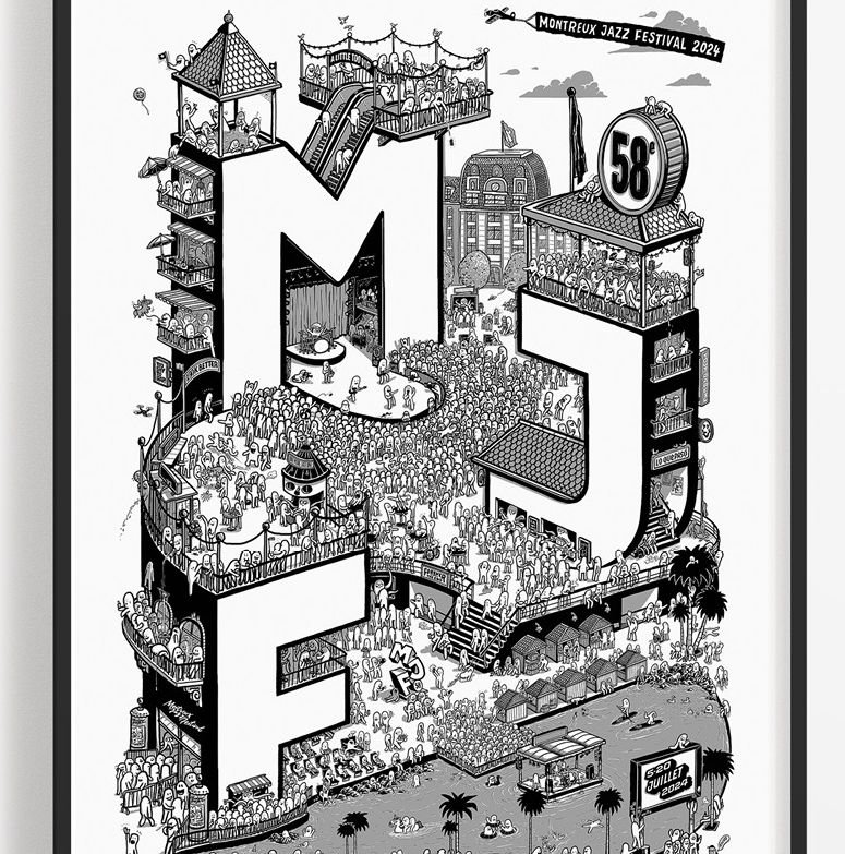 L'affiche 2024 du Montreux Jazz Festival est signée Rylsee, un artiste genevois