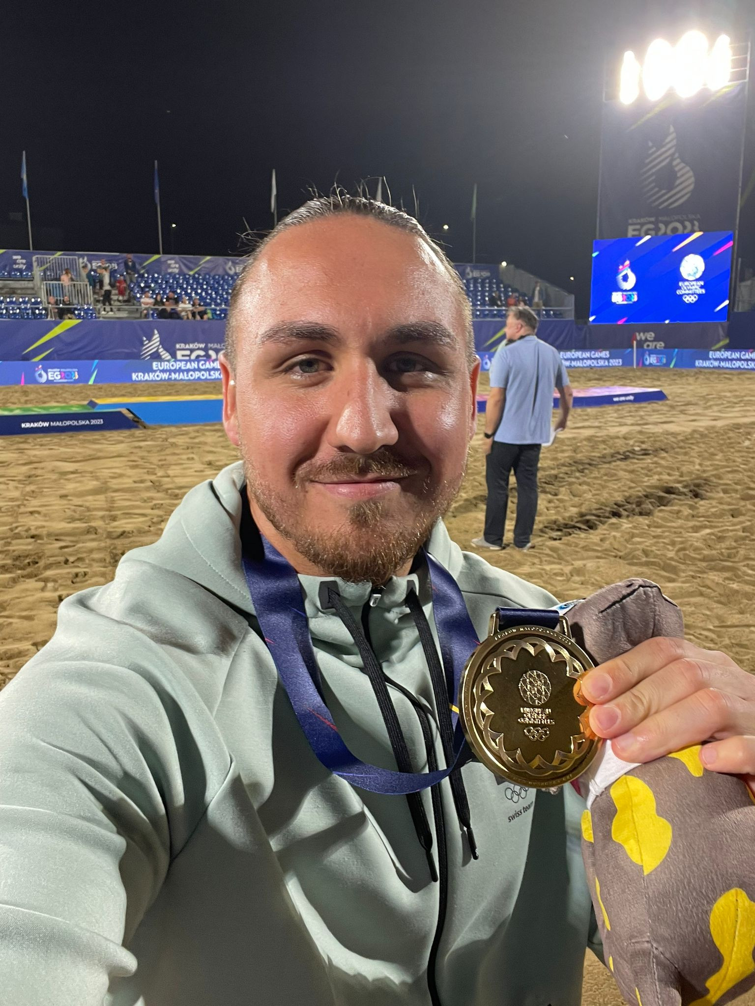 Ein starkes Stück: Silvano Kessler gewinnt mit der Schweizer Beachsoccern an den European Games in Polen Gold.