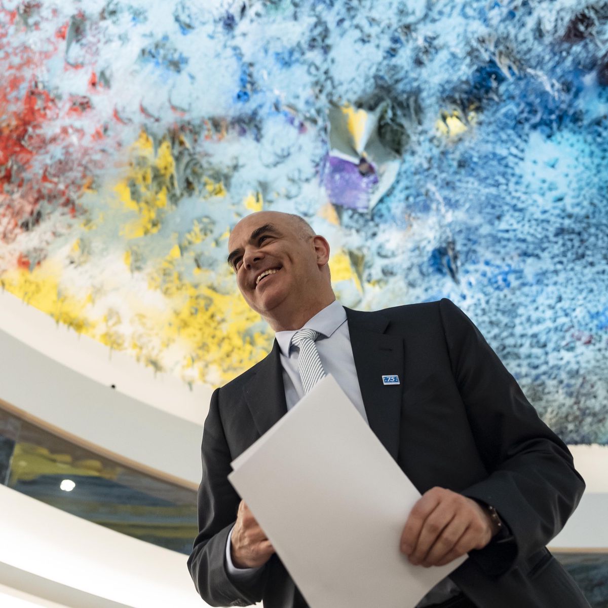 Alain Berset, Secrétaire général du Conseil de l’Europe, s’exprime lors de la 58e session du Conseil des droits de l’homme à Genève.
