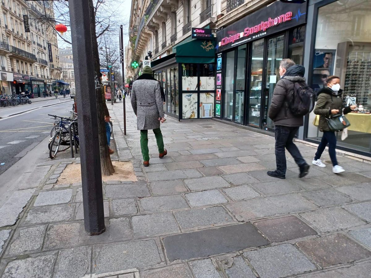 Le 89, rue de Turbigo à Paris, où René Robert a passé une nuit entière allongé sur le trottoir avant qu’un SDF n’appelle les secours. 28 janvier 2022.