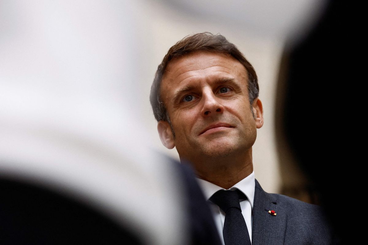 French President Emmanuel Macron looks on as he visits the Cite internationale de la langue francaise, a cultural and living place dedicated to the French language and French-speaking cultures, during its inauguration at the castle of Villers-Cotterets, north-eastern France, on October 30, 2023. (Photo by CHRISTIAN HARTMANN / POOL / AFP)