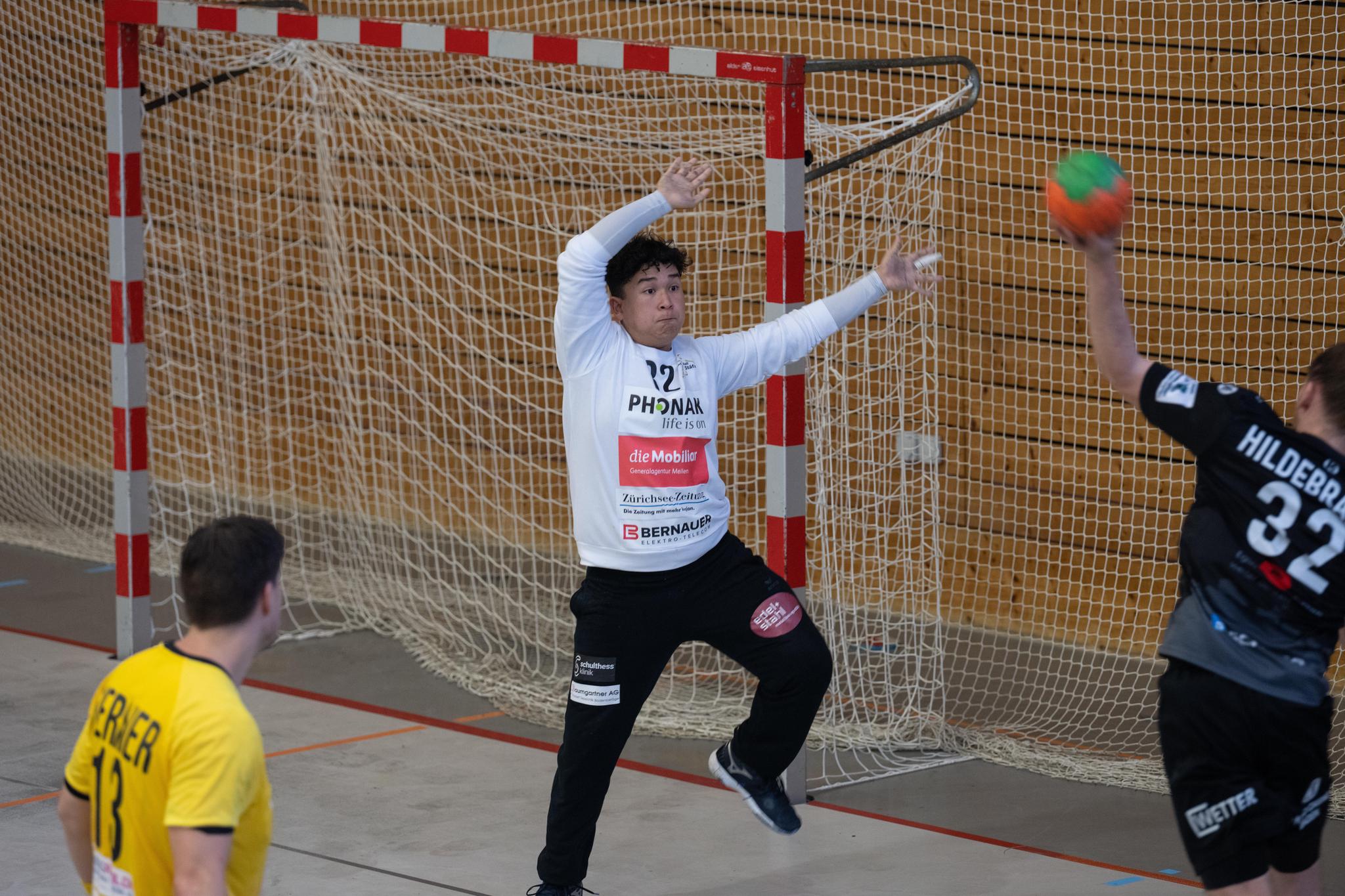 Stäfas Goalie Ramon Kusnandar, hier im Heimspiel gegen Baden Ende September, muss sich von der SG Yellow/Pfadi Winterthur nur 14 Mal bezwingen lassen.