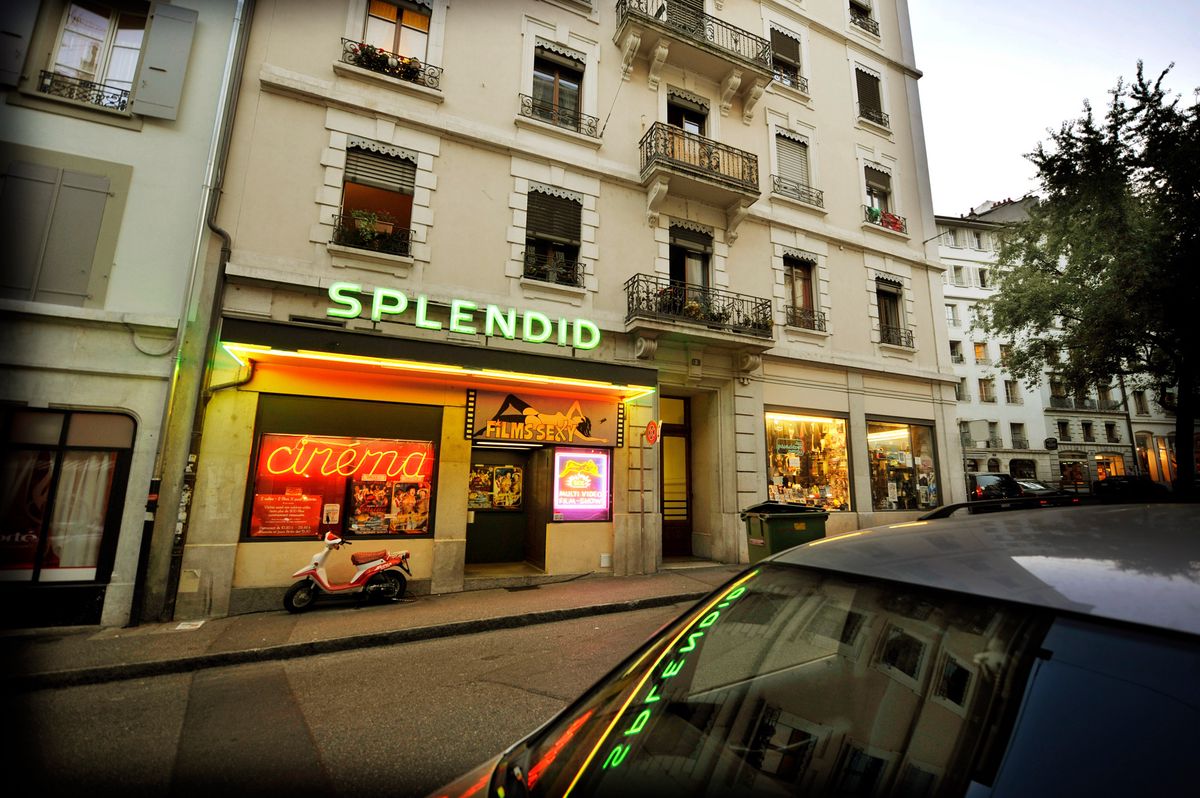 Geneve, le 9 Septembre 2008. Cinema porno Splendid. Photo: Laurent Guiraud.