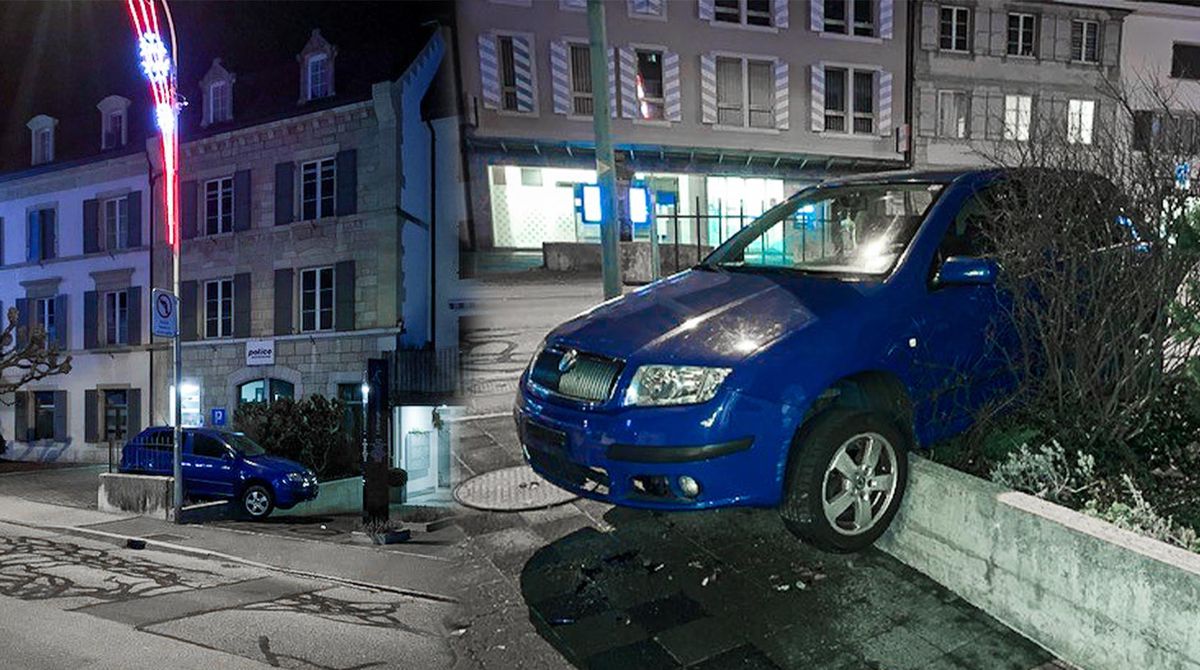 Ivre, il plante sa voiture devant le poste de police à Boudry