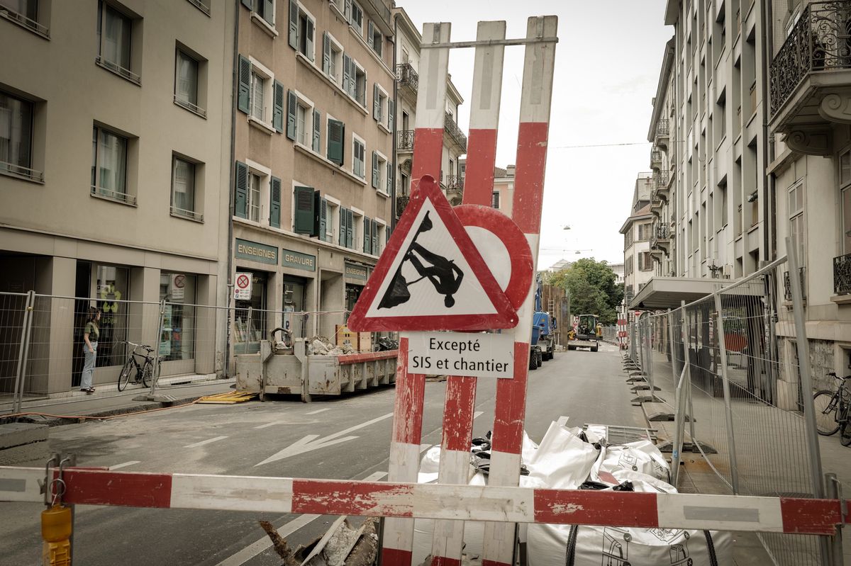 Genève, le 26 juillet 2023. Les chantiers importants en Ville de Genève. Ici, celui du boulevard du Pont d'Arve.