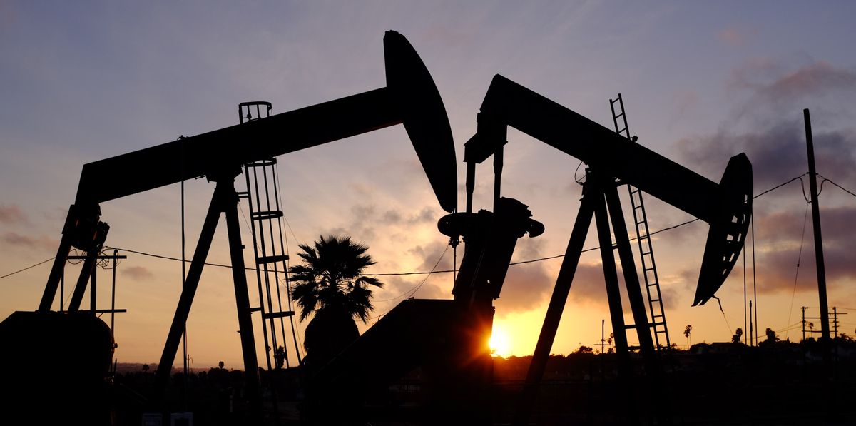 This Thursday March 6, 2014 photo shows the setting sun behind pumpjacks operating at the Inglewood oil fields in the Baldwin Hills area of Los Angeles. The Los Angeles City Council has taken steps to prohibit hydraulic fracturing, or fracking. (AP Photo/Richard Vogel)