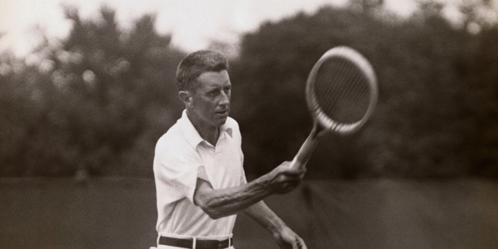 (Original Caption) Noted tennis stars play in Seabright invitation tournament. An action shot of Richard Norris Williams, U.S. Davis Cup captain, during his play in which he defeated Onda of Japan at the Seabright Lawn Tennis and Cricket Club. (Photo by George Rinhart/Corbis via Getty Images)