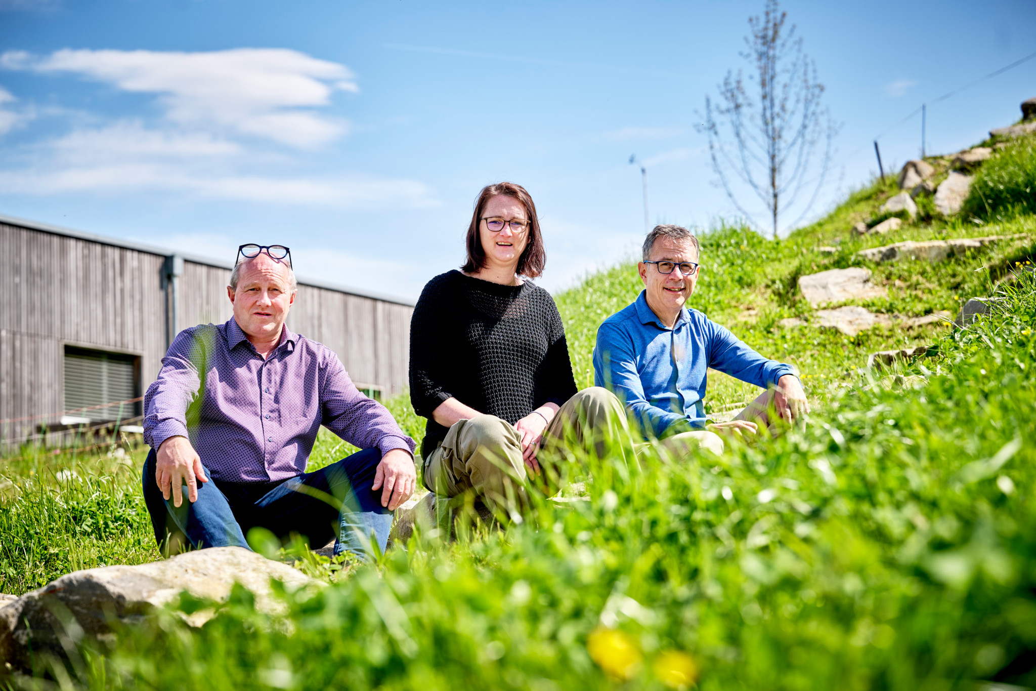 Peter Zulauf, Denise Krieg und Beat Stucki planen den Bike Park in Huttwil. Foto: Adrian Moser