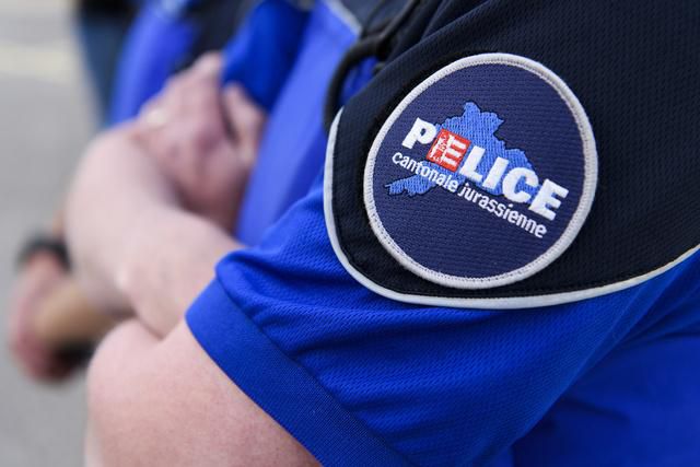 Le logo de la police cantonale jurassienne. (KEYSTONE/Anthony Anex)