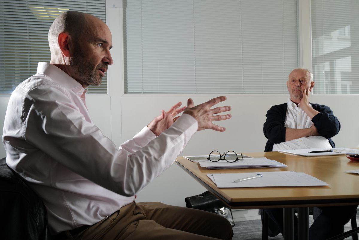 Genève 2023/05/25Face-face sur le vote pour le projet d’aménagement Acacias 1, qui opposera l’ex-conseiller d’État Mark Muller à l’architecte Marc Brunn. 