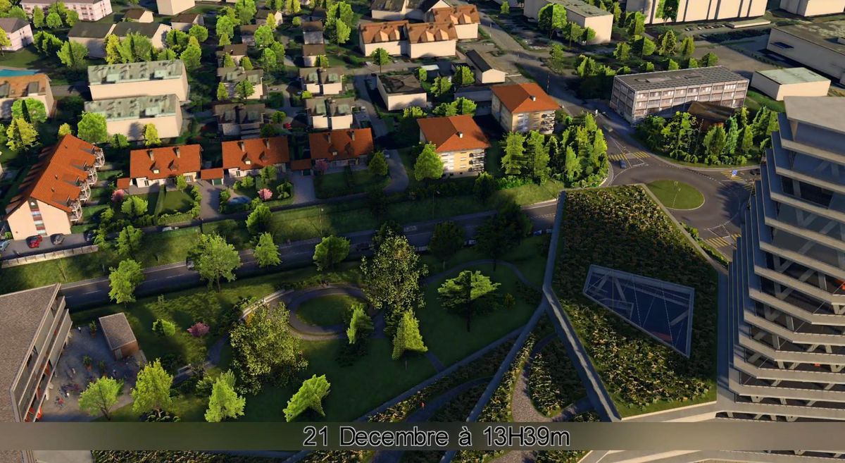 La modélisation 3D de l’ombre portée par la future tour Swissquote montre son impact sur le voisinage jour par jour, minute par minute.