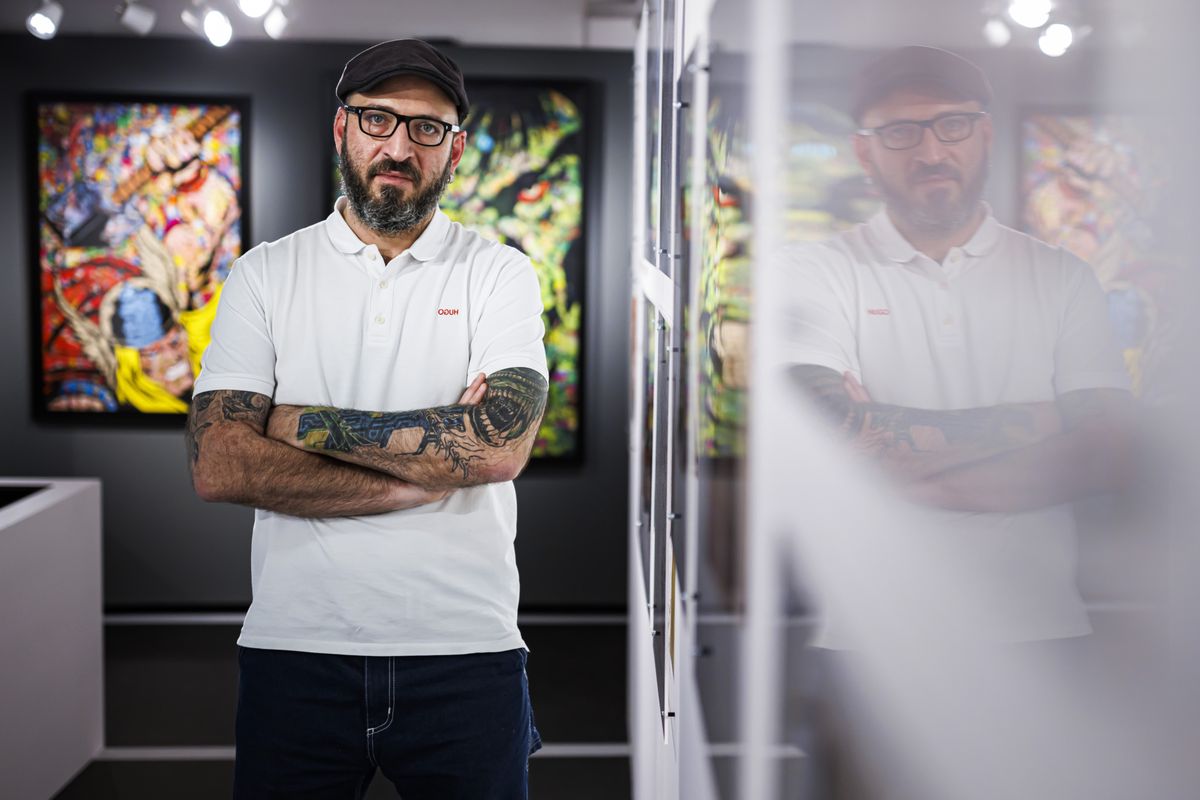 Marc Atallah, directeur de la Maison d'Ailleurs, realise la visite de presse des deux nouvelles expositions "Transformations!" & "Musclor et Les Maitres de l'univers" ce mercredi 2 fevrier 2022, a la Maison d'Ailleurs a Yverdon-les-Bains. (KEYSTONE/Valentin Flauraud)