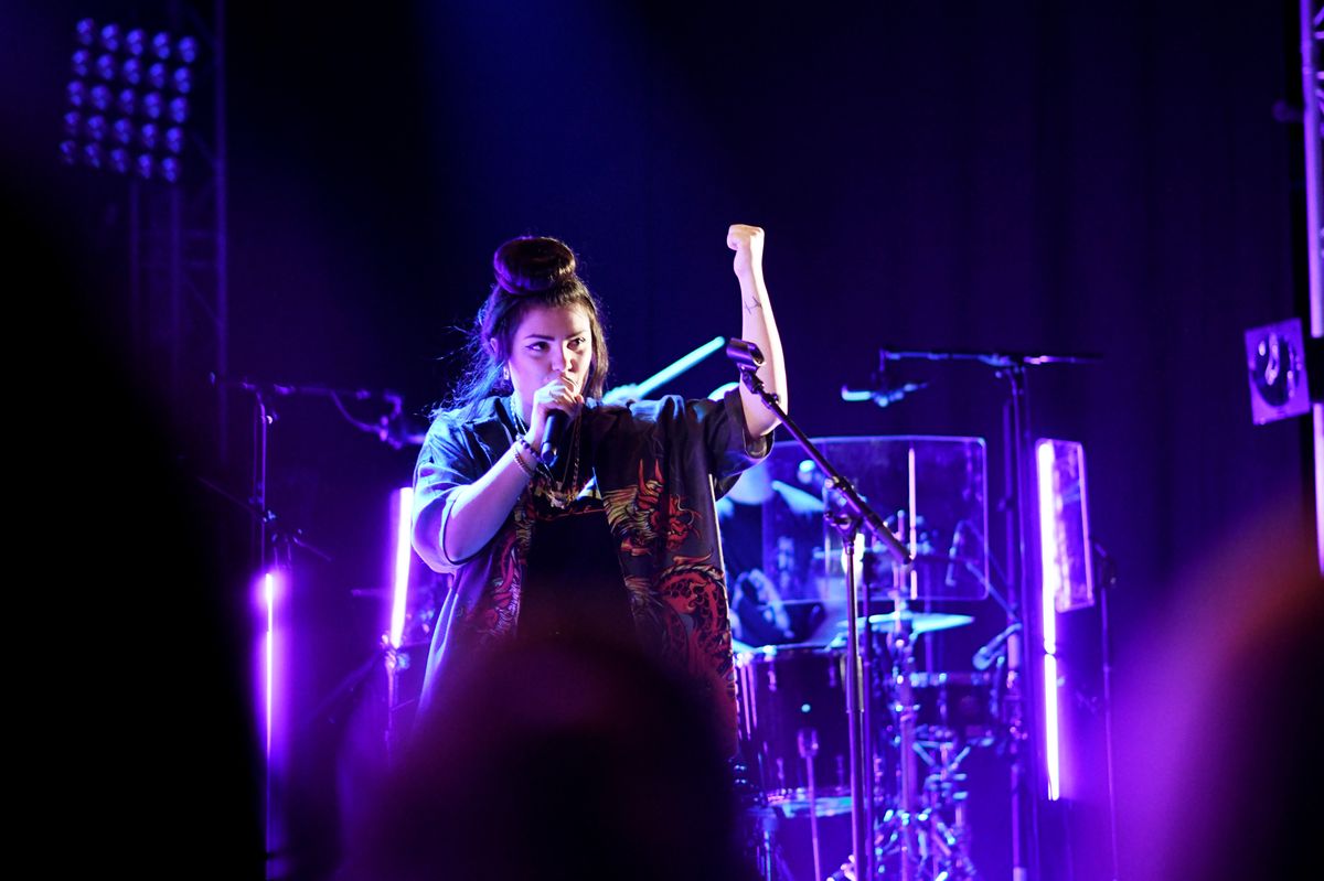 French artist Hoshi attends the Voix de Fête at the Plainpalais Community Hall on March 23, 2019.