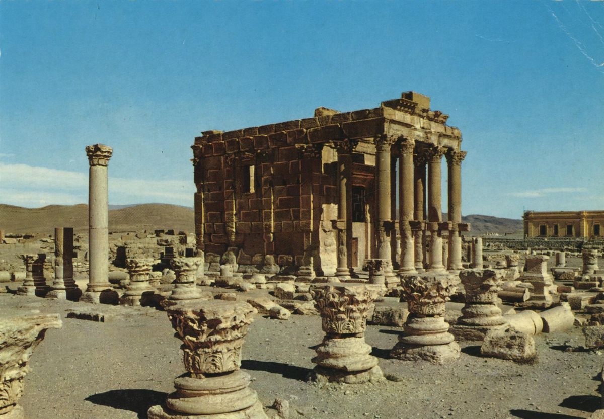 Le temple de Baalschamîn tel qu’il avait été photographié par l’archéologue genevois Paul Collart. Un travail de documentation qui a ensuite permis aux spécialistes de l’UNIL de le reconstituer virtuellement grâce à la modélisation 3D.
