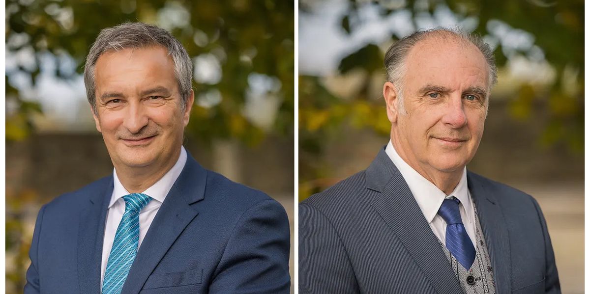 Le syndic d'Estavayer Eric Chassot (à g.) et le conseiller communal Jean-Claude Votta (UDC)
