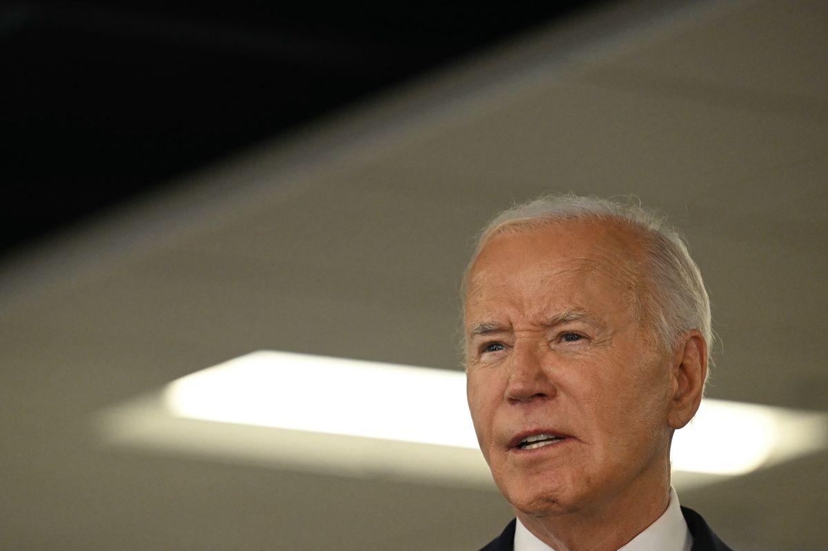 US President Joe Biden speaks about extreme weather at the DC Emergency Operations Center in Washington, DC, July 2, 2024. (Photo by Jim WATSON / AFP)