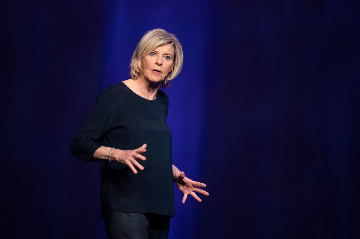 Humorist Chantal Ladesou on stage during her show 'On the road again' at La Palestre, Le Cannet, February 8, 2020. (Photo by: Syspeo C/Alpaca/Andia/Universal Images Group via Getty Images)