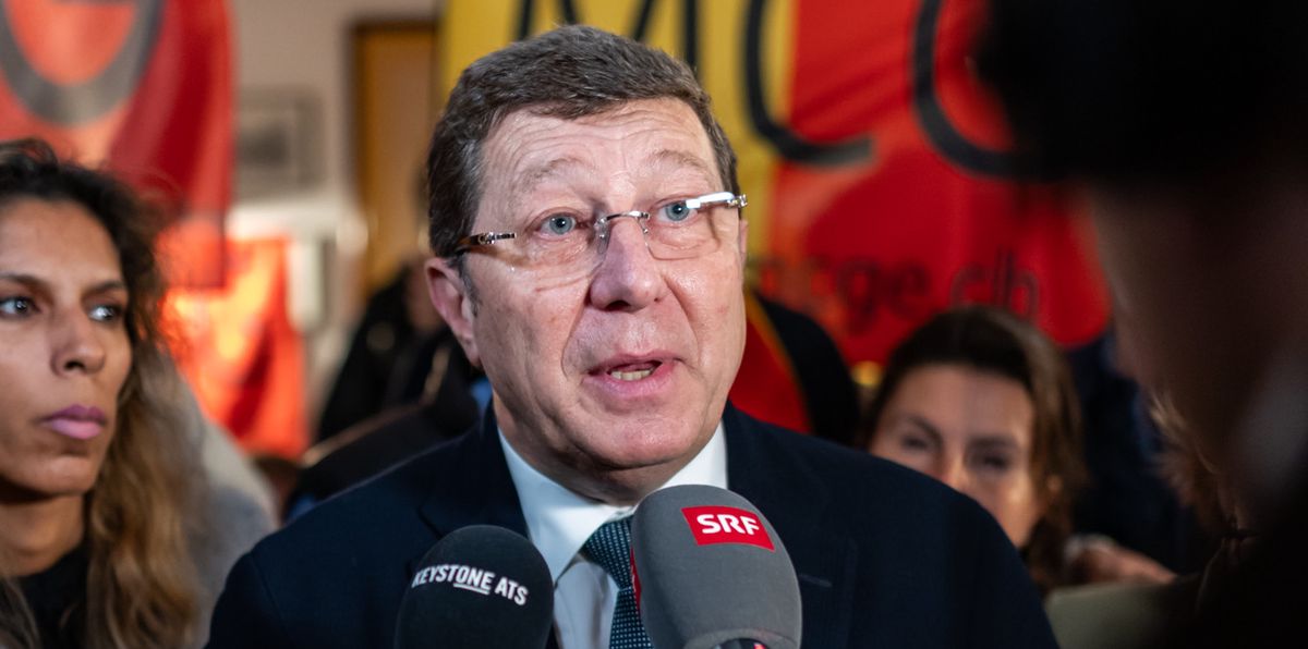 Genève , le 12 novembre 2023. Second tour des élections au Conseil des Etats. Mauro Poggia(MCG) répond aux questions de la presse.
Photo Pierre Albouy/Tribune de Genève