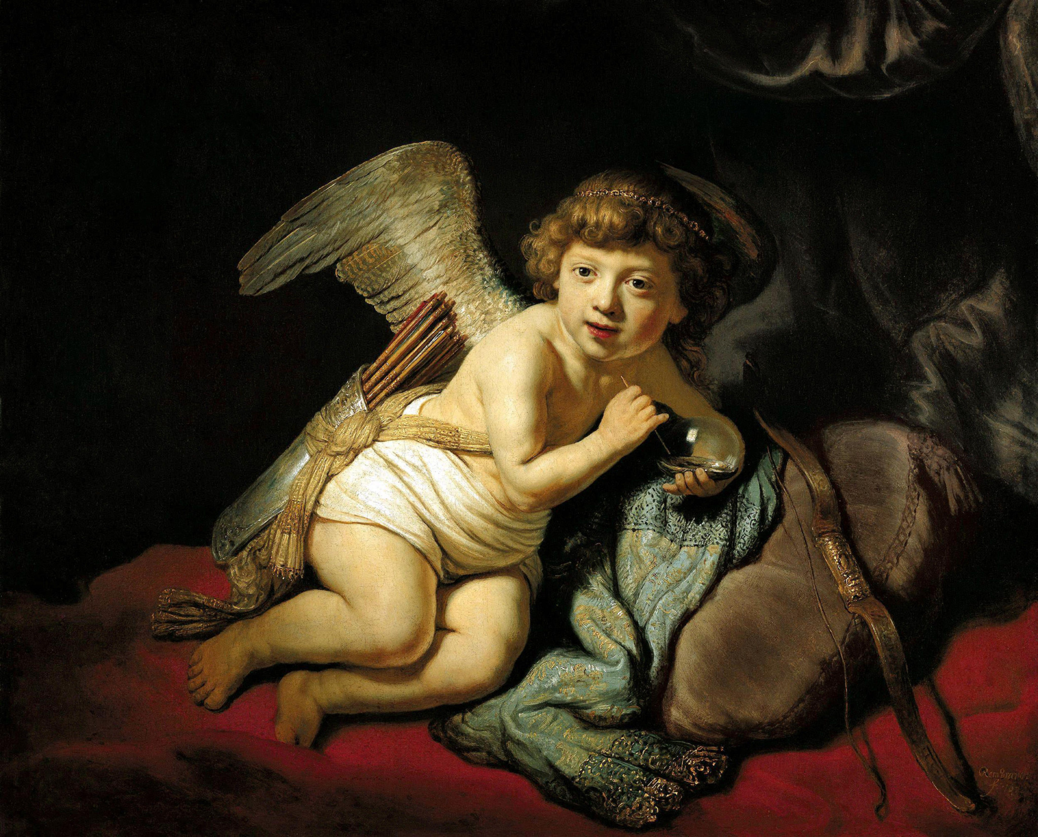 2CCAHG8 Cupid Blowing a Soap Bubble. Museum: Liechtenstein Museum. Author: Rembrandt van Rhijn.