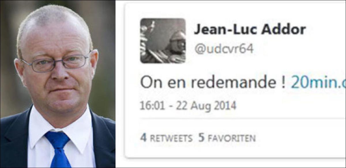 Le tweet de Jean-Luc Addor a été effacé depuis. 