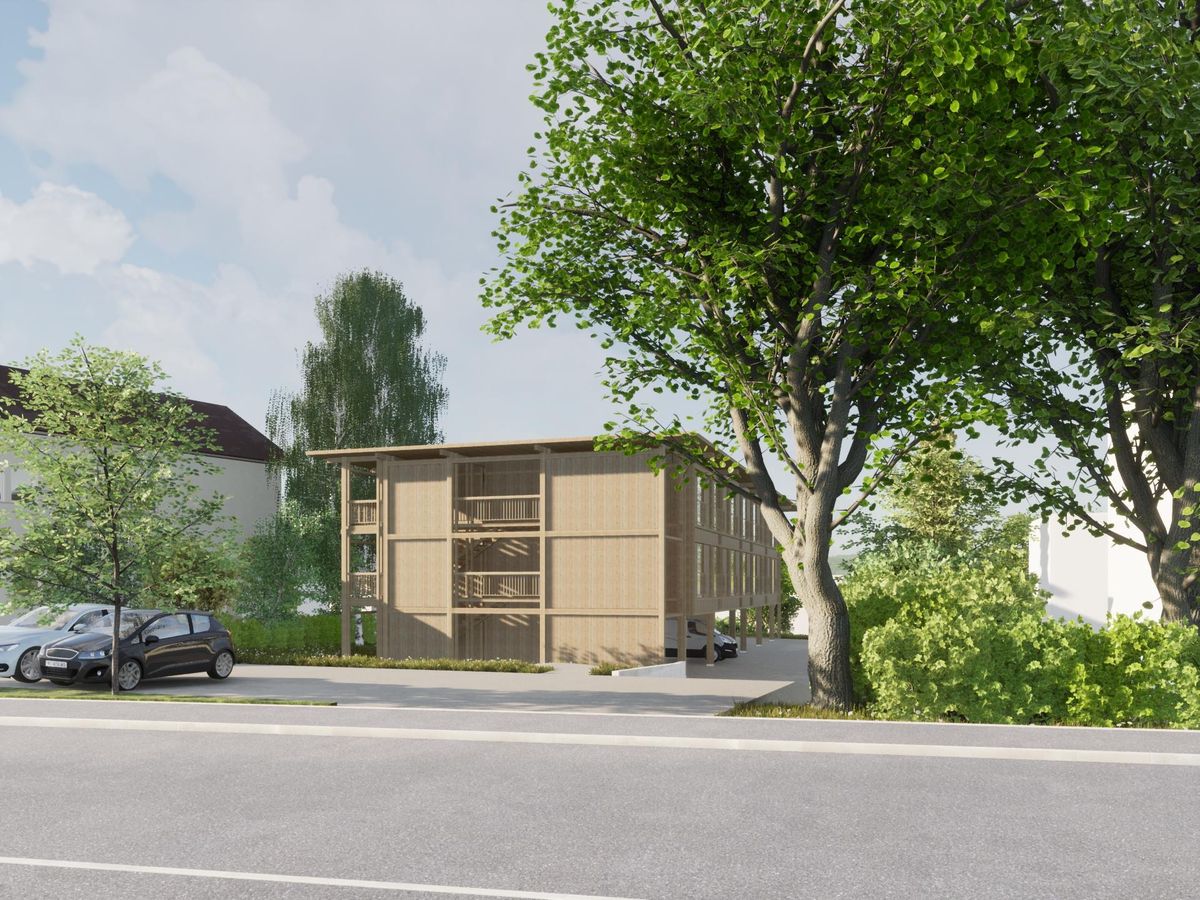 So präsentiert sich die neue Asylunterkunft von der Farlifangstrasse aus.