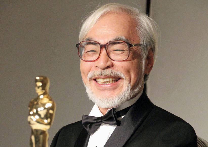 LOS ANGELES, United States - Hayao Miyazaki of Japan, one of animation's most admired and successful directors, smiles as he speaks to the Japanese media in Los Angeles on Nov. 8, 2014, after receiving an Honorary Oscar for lifetime achievement at the film academy's Governors Awards. (Kyodo)
