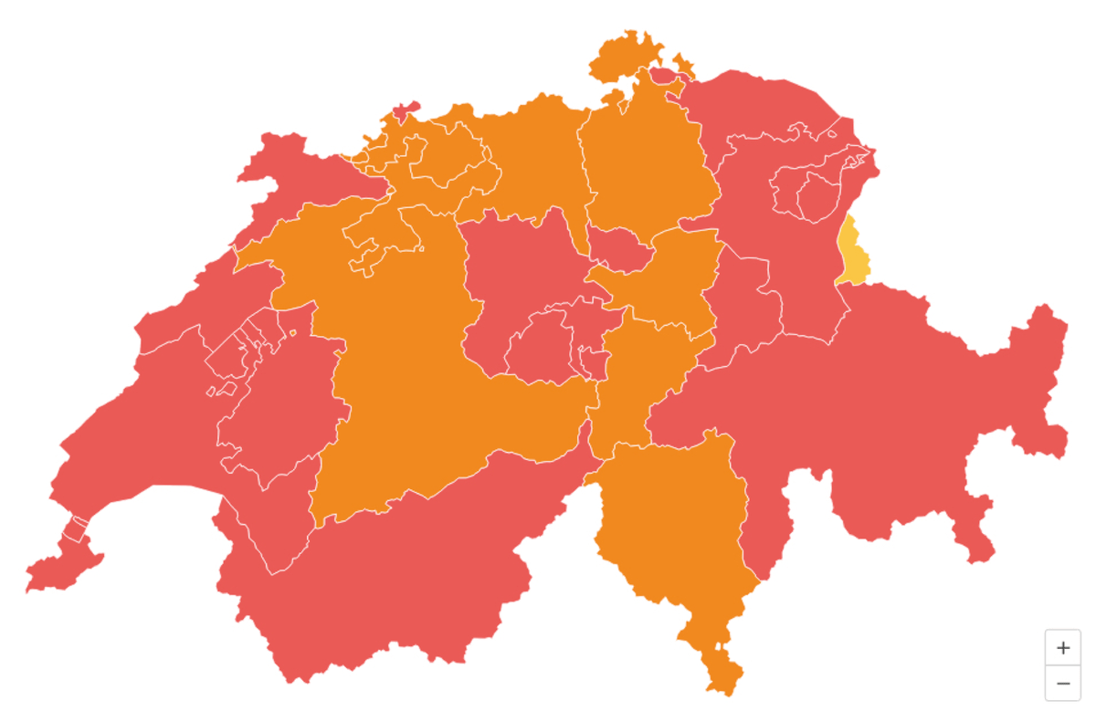 Presque tous les cantons affichaient au début de l’année un taux de reproduction supérieur à 1.