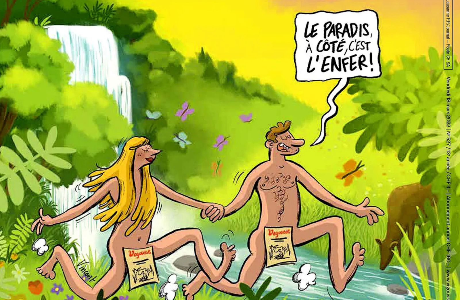 À la suite des premiers dépôts de plainte, le journal satirique romand «Vigousse» avait publié un numéro spécial sur Versoix, en mars 2022.