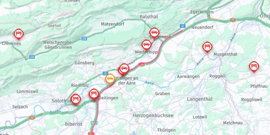 Traffic jam on the A1: Delay of up to one hour near Wangen an der Aare