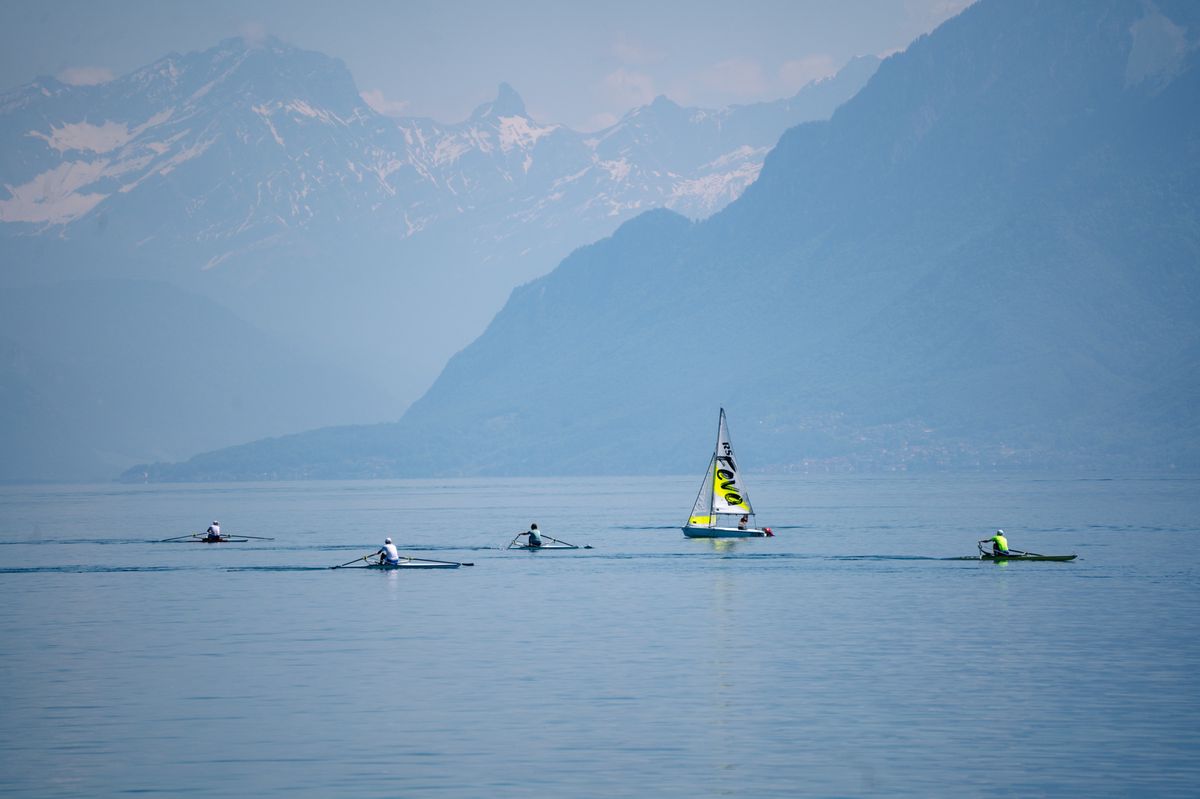Lausanne, le 18 mai 2022: Une vue du lac pour une ambiance été (Vidy). 