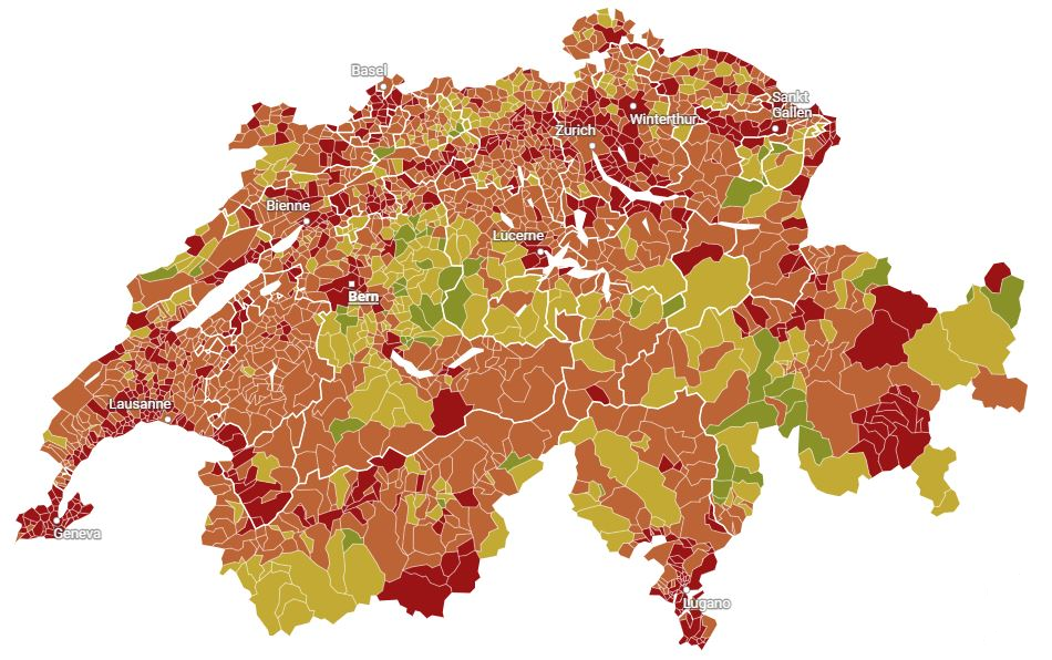 Communes suisses Des cartes interactives pour visualiser la transition