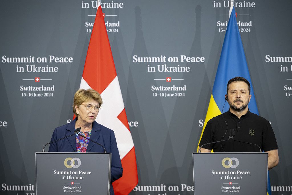 Viola Amherd et Volodymyr Zelensky, le 16 juin 2024