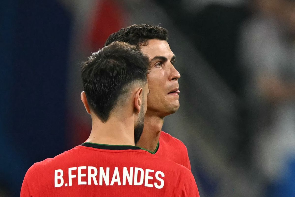 Cristiano Ronaldo broke down in tears after missing a penalty in extra time.