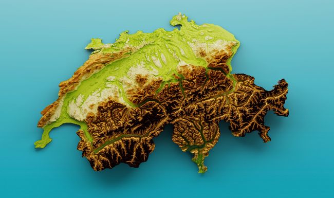 Karte der Schweiz, 3D-Rendering
