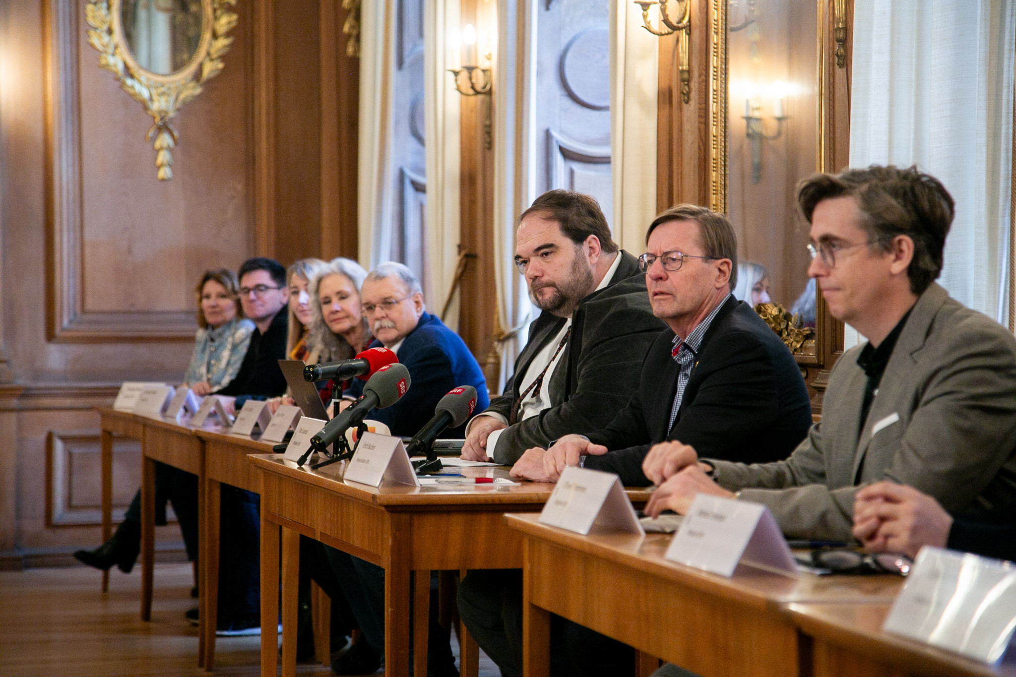 GPK-Präsident Tim Cuénod und weitere Mitglieder an der Medienkonferenz zum Sonderbericht der GPK zur Basler Polizei, Basel 2026. GPK-Präsident Tim Cuénod und weitere Mitglieder an der Medienkonferenz zum Sonderbericht der GPK zur Basler Polizei, Basel 2026.