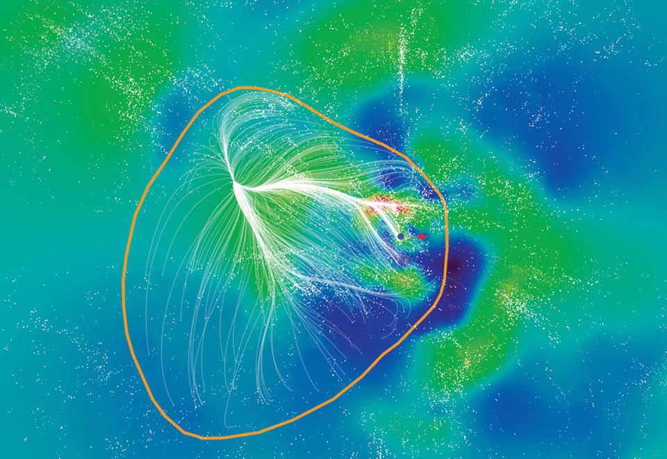 En 2014, on repérait Laniakea (dont voici une vue d’artiste), une structure gigantesque incluant notre Voie lactée. On a découvert encore plus grand récemment.