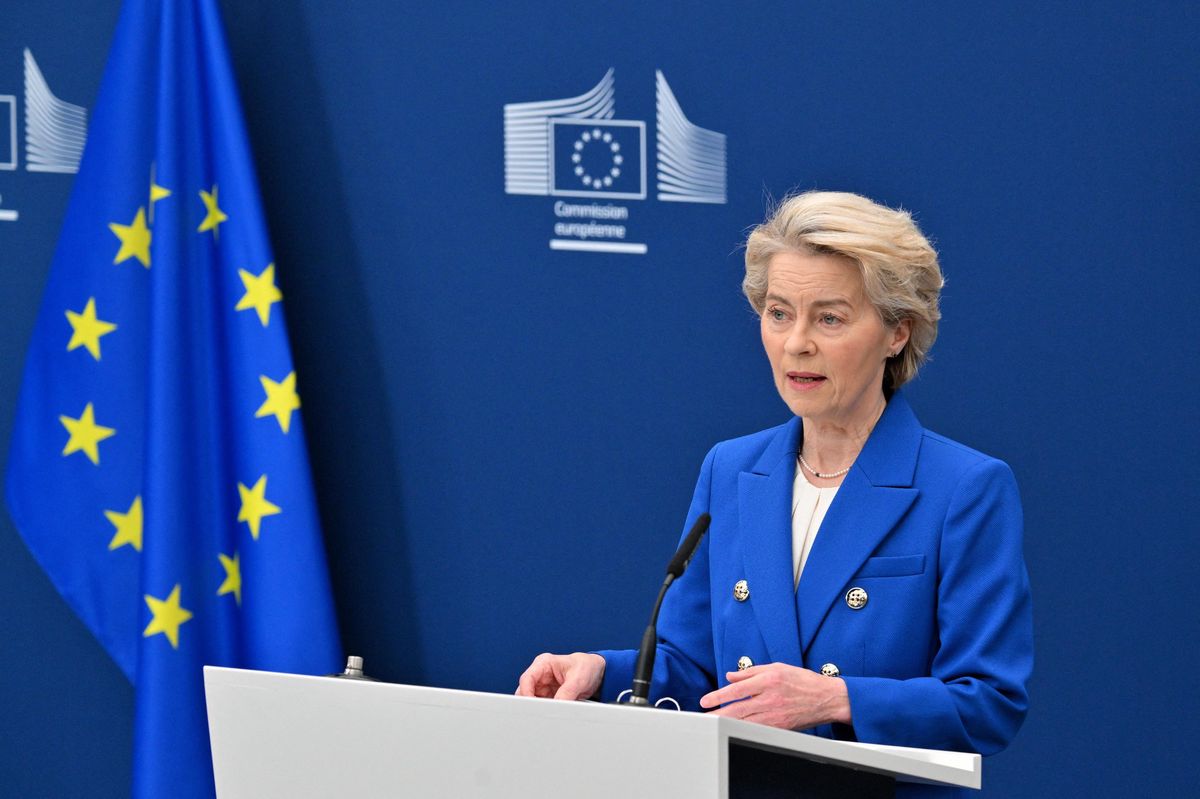 Ursula von der Leyen, présidente de la Commission européenne, lors d’une conférence de presse sur le ’paquet Défense’ à Bruxelles, le 4 mars 2025.
