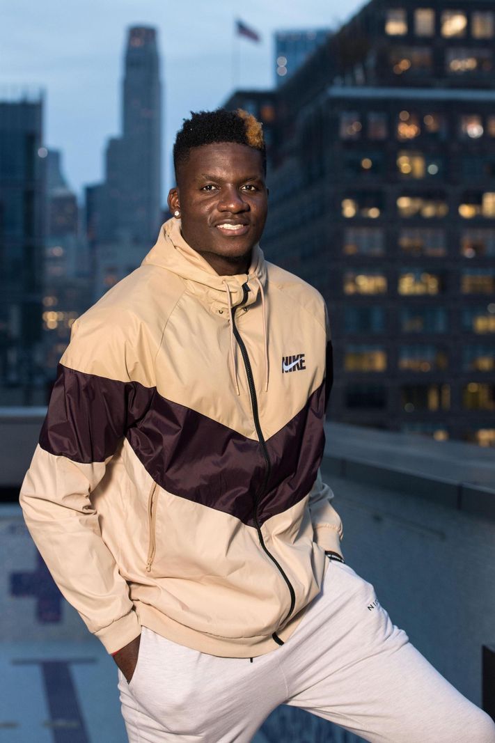 Clint Capela, Swiss professional basketball player for the Houston Rockets of the National Basketball Association (NBA), poses during a photo session in Manhattan, New York City, NY, USA, Thursday November 1st, 2018. (KEYSTONE/Dominic Favre)