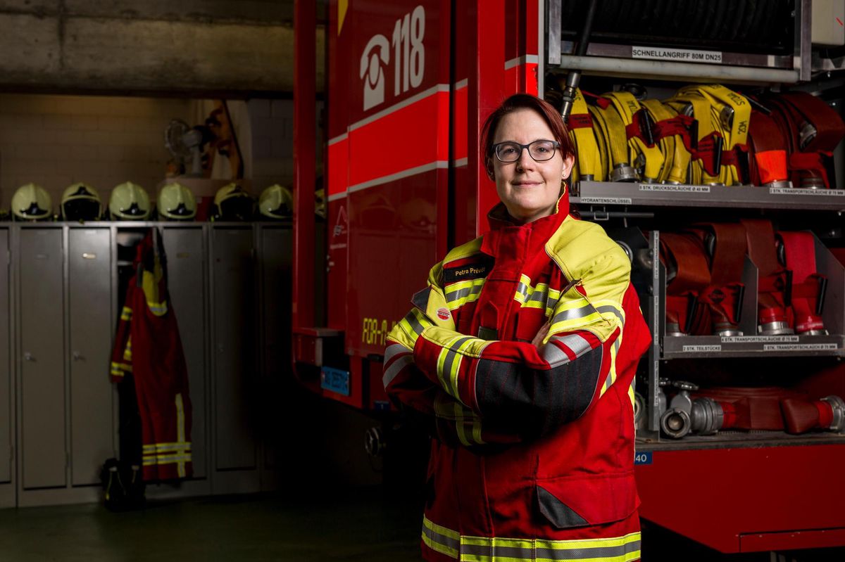 Petra Prévôt aus Windisch wurde zum Chefmaschinisten der Feuerwehr Gebenstorf-Turgi ernannt. Fotografiert am 20. Januar 2021. 