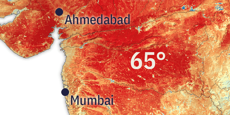Les images satellites de la Nasa montrent la vague de chaleur en Inde.