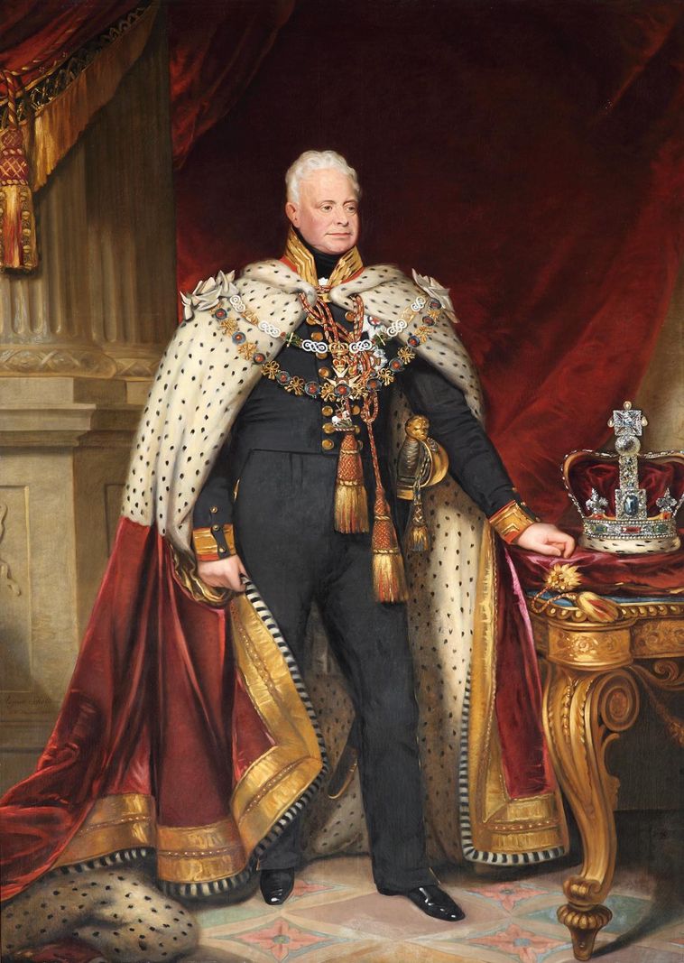 William IV représenté avec la couronne de Saint Edouard , par le peintre Sir William Beechey.