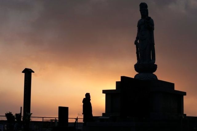 Monument commémoratif à Fukushima, en mémoire des victimes du tsunami.