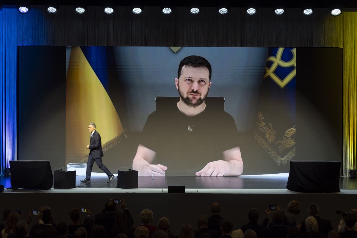Le président ukrainien Volodymyr Zelensky s’exprime lors de la conférence de Lugano, en juillet 2022.