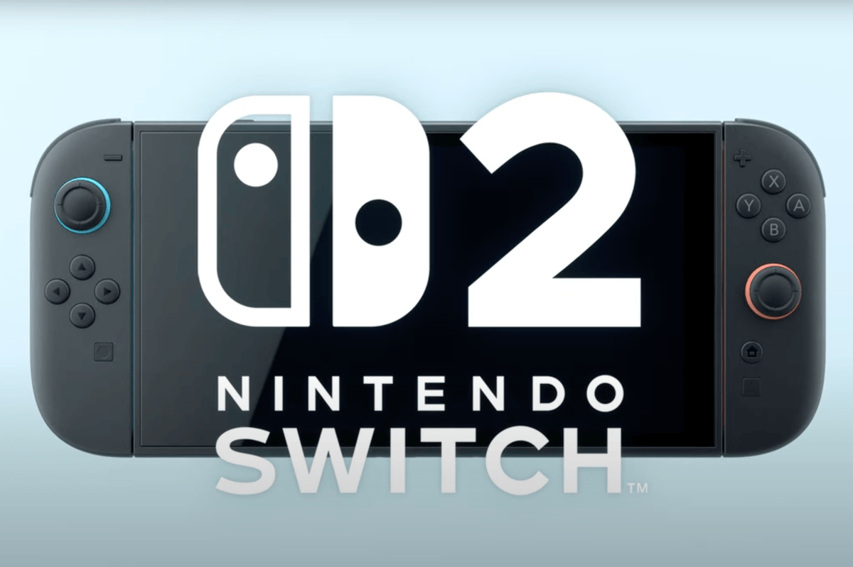 Console Nintendo Switch avec logo de la suite du jeu, affichant un grand chiffre 2 sur l’écran.