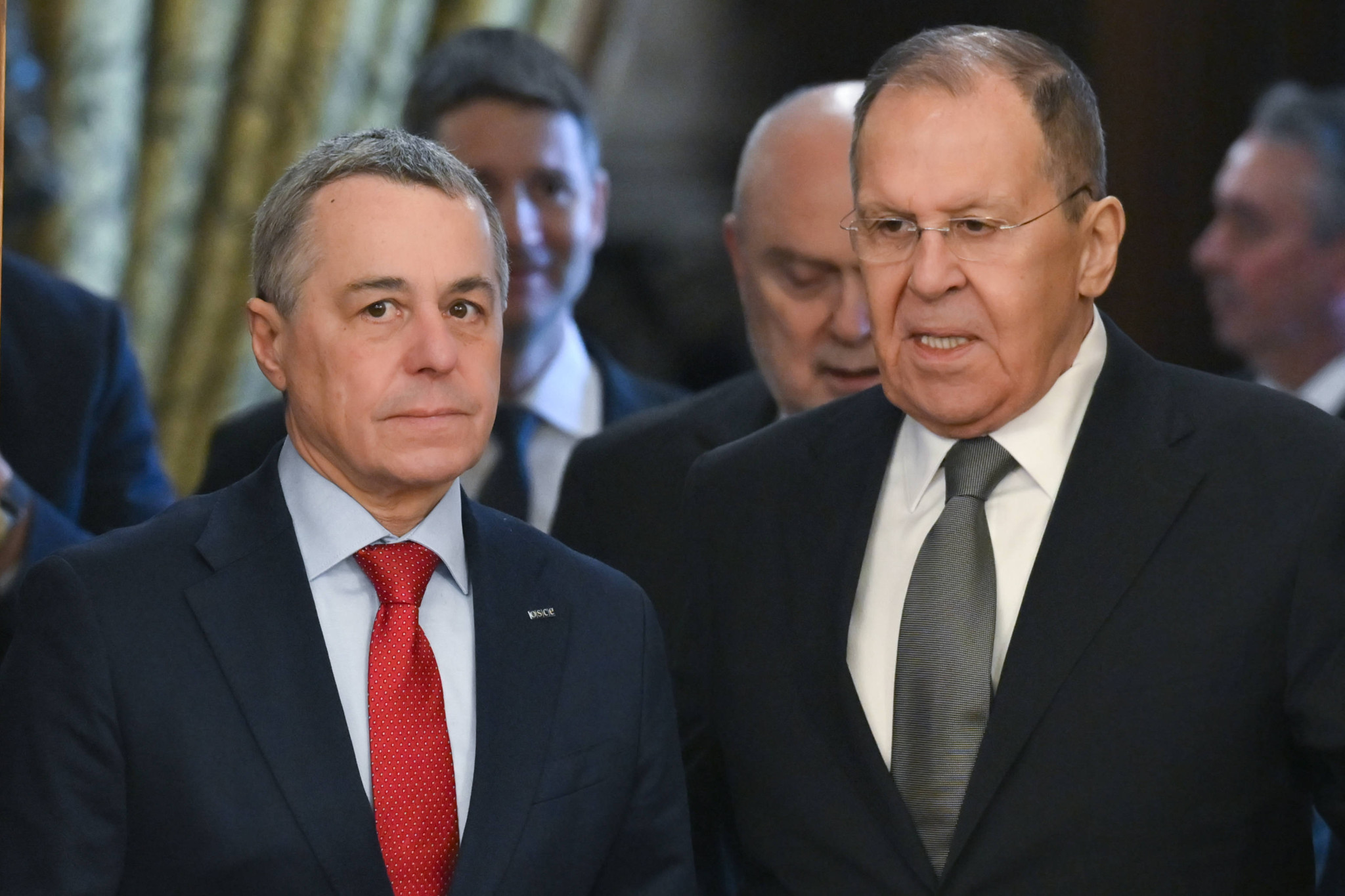 Schweizer Aussenminister Ignazio Cassis (l.) und russischer Aussenminister Sergej Lawrow bei ihrem Treffen in Moskau, 6. Februar 2026.